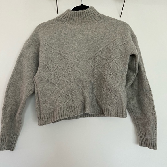 Cozy Gray Cable Knit Turtleneck Sweater - Picture 1 of 5